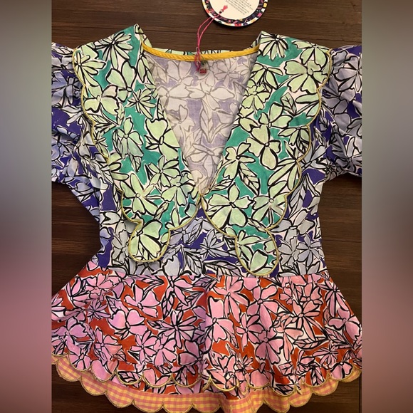 NWT CeliaB Harald XS peplum blouse- Gorgeous, bold colors! - Picture 6 of 9